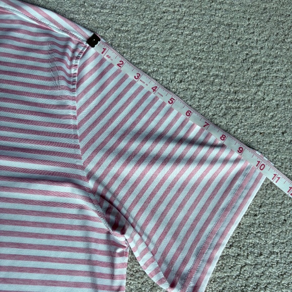 Stitch Damon Polo short sleeve golf shirt pink white stripe M/L - Picture 9 of 15